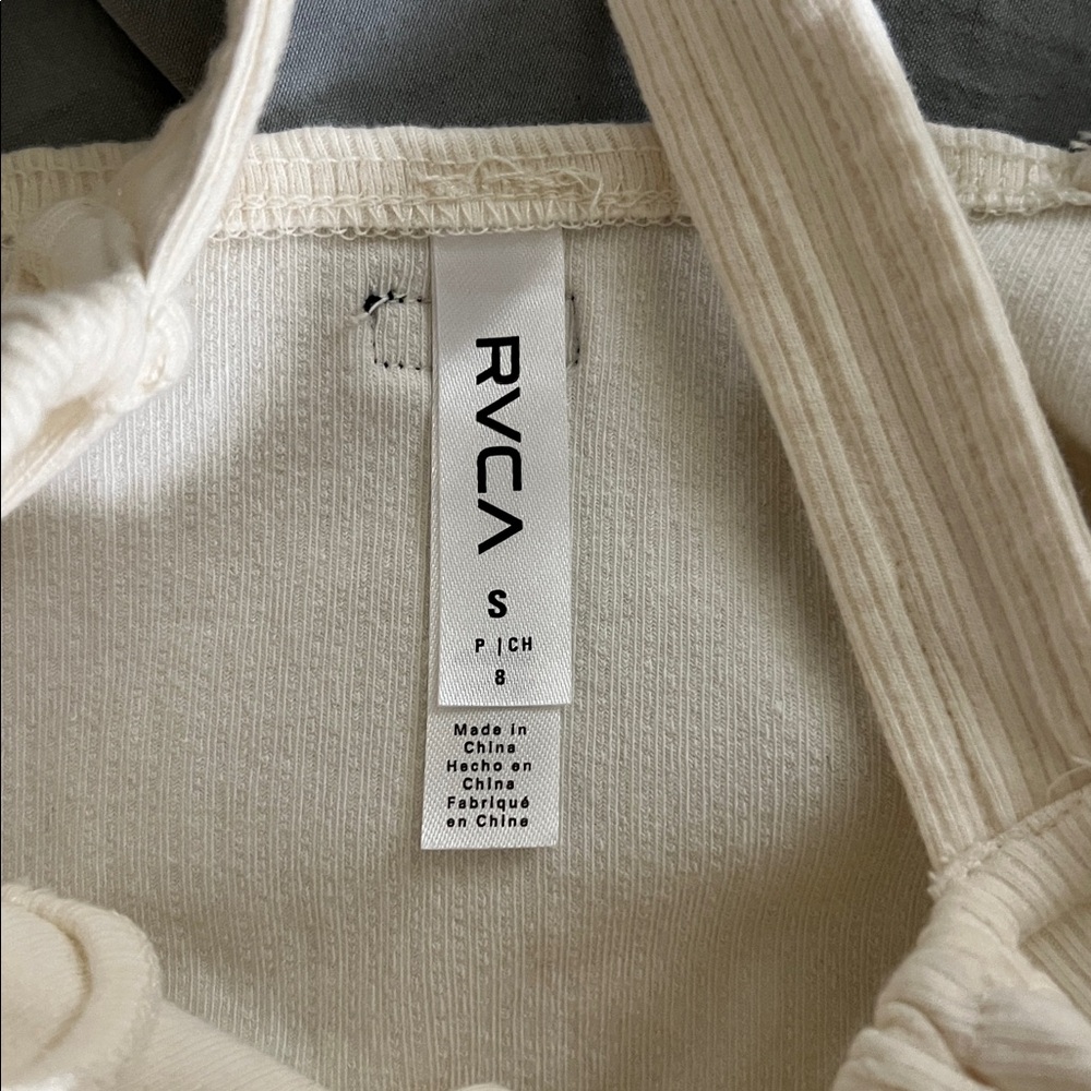 RVCA Cream Ribbed Top - Picture 2 of 3